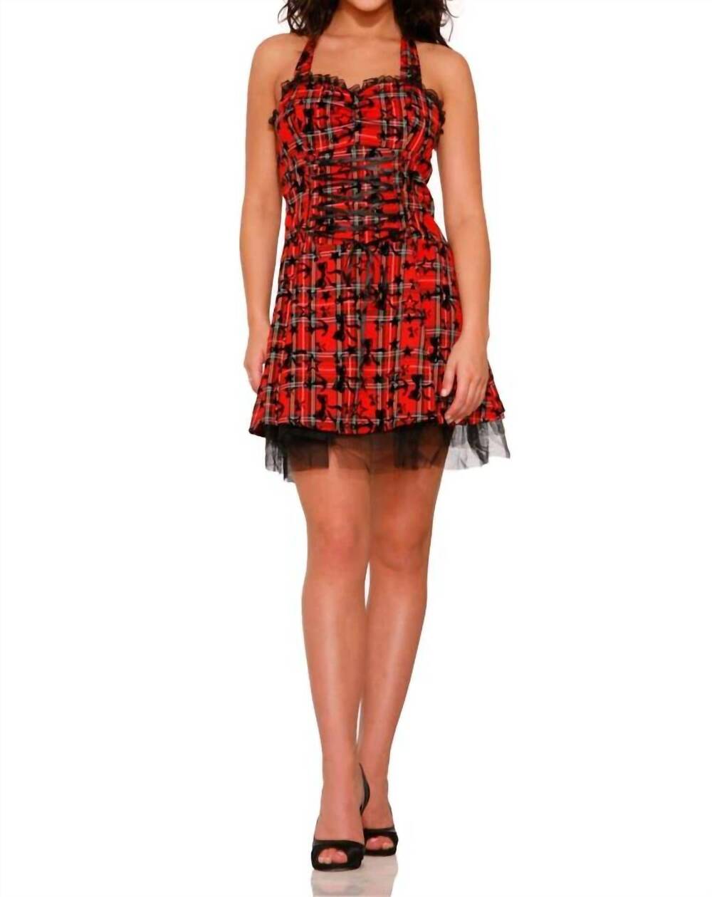 NEW ORCHID BLOOM plaid mini dress in red